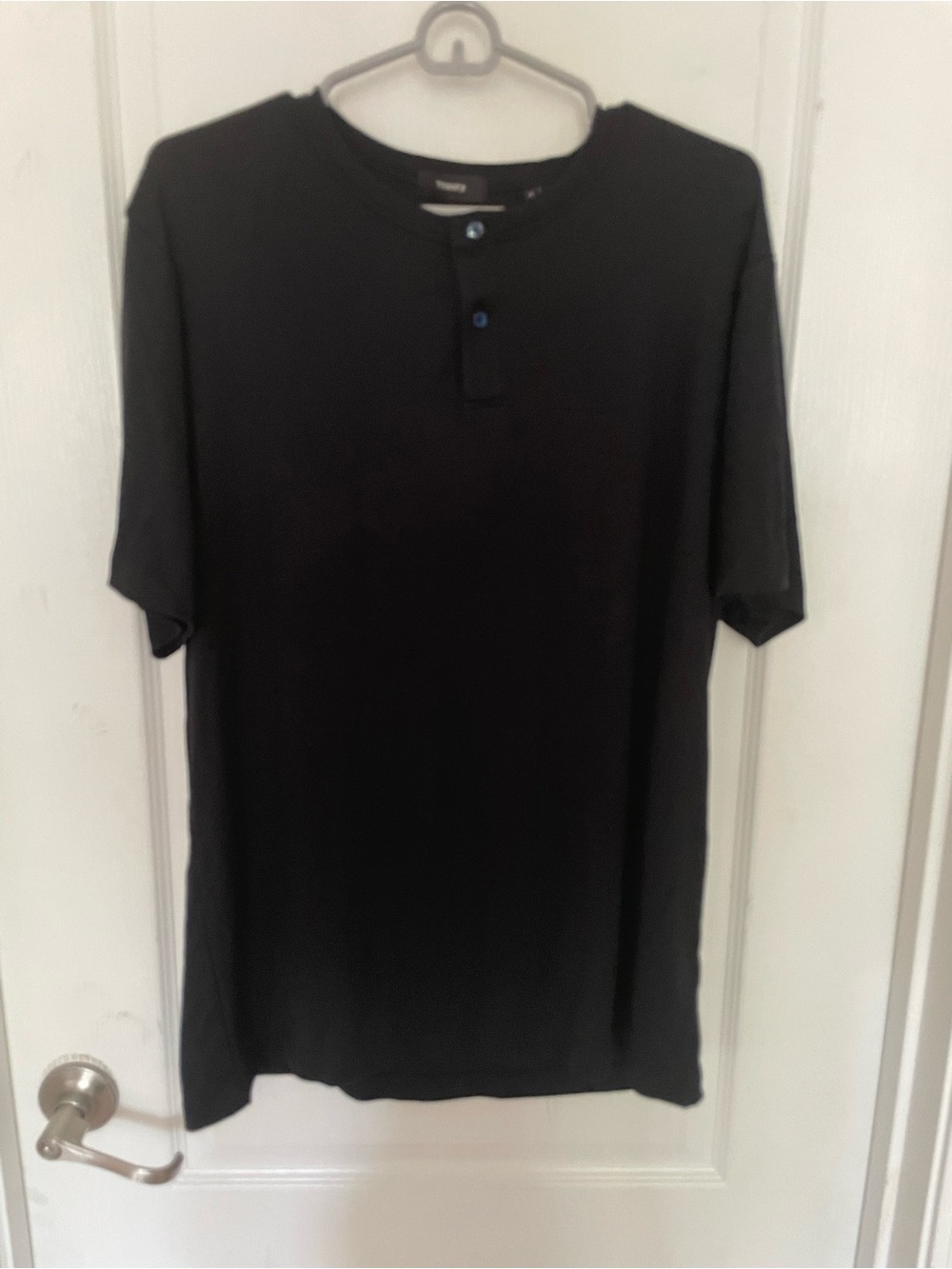 Theory Men’s Black Short-Sleeve Henley Shirt